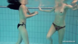 Mia And Petra Undress Eachother In The Swimmingpool - Petite Mia