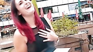 Red haired german slut in black nylons during a fuck Date