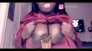 Black Teen Thot Plays with her Boobs!