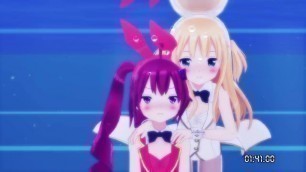 2 Anime Girls in Bunnysuit Breath Holding Underwater