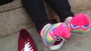 Colorful Sock Toe Wiggle