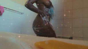 18 Year old Ebony Teen with a Big Ass having a Sexy Bath - Lily Star