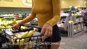 VOYEUR: Braless College Girl in the Grocery Store