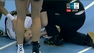 Andrea Lekic Screams in Pain in Handball Match