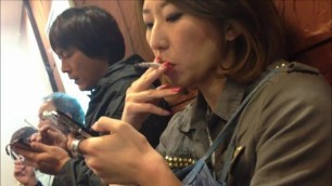 Smoking Fetish - Japanese Candid Snap Inhale Woman