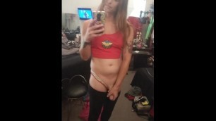 Tgirl Flashing Cock in Leggings