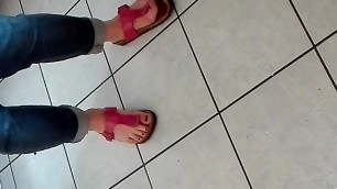 Sexy Feet in Pink Shoes of a MILF