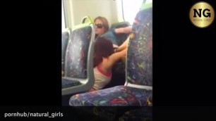 TWO GIRLS CAUGHT PUSSY LICKING AT PUBLIC TRAIN!!