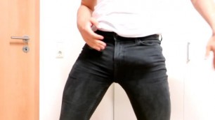 Punching my Dick and Jerking off in Super Skinny Jeans