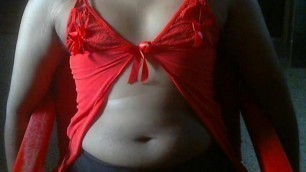 Indian CrossDresser KRITHI RED HOT BELLY TEASE #BellyBeauty