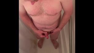 Chubby guy takes a shower and you can join him