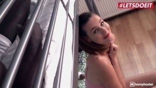HORNY HOSTEL - (Elena Vega & Freddy Gong) Czech Hostel Guest Babe Twerk On BBC