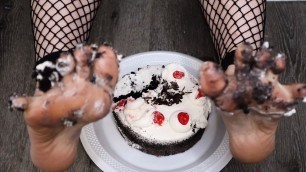 ASMR Binaural Feet Cake Smash Food Play