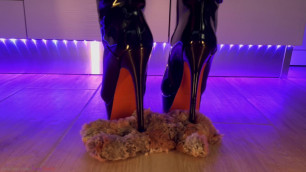 Teddy Bear Domination - Black High Heels Boots Crush and Trample